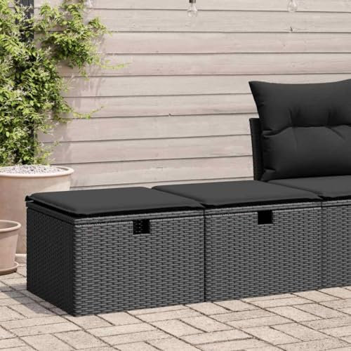 BOWEKAM Home & Garden-2-teiliges Gartensofa-Set mit Kissen, schwarz, Polyrattan, Akazien-Möbelwahl