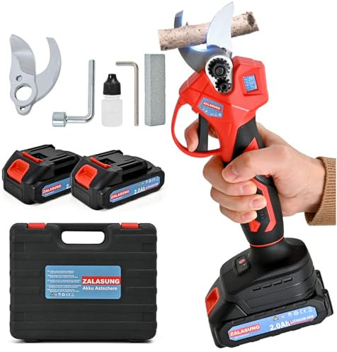 Troncarami a batteria, 21 V, elettrico da giardino, compatibile con batterie Makita BL, con 2 batterie da 2,0 Ah, 35 mm, motore senza spazzole con interruttore di sicurezza e contatore di taglio