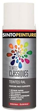 DSTOCK60 - Peinture aérosol - Blanc 9010-400ml - Séchage Rapide - Radiateur Sintopeinture