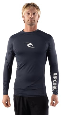 Rip Curl Rashguard - Maglietta da uomo a maniche lunghe, protezione solare UPF 50+, vestibilità aderente, Navy, X-Large