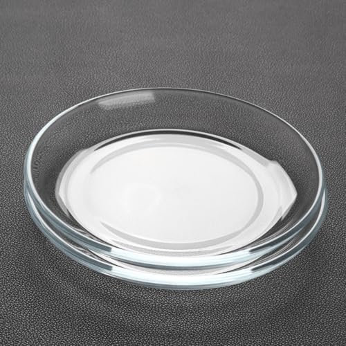 Supercap - Piatti piani in vetro temperato, piatti da dessert in vetro trasparente, piatto da insalata quadrato da 17,8 cm, set di piatti da portata in vetro per cucina (7inch round, 2pcs)