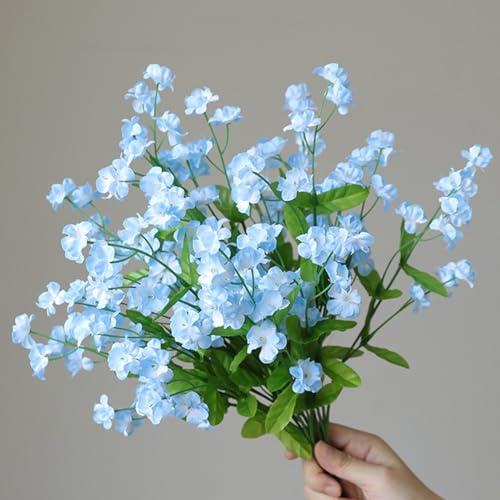 KIJING Künstliche Vergissmeinnicht Blumen, künstliche Blumenstiele für selbstgemachte Seidenarrangements, Hochzeit, Heimdekoration, Vasenstrauß (blau), 6 Stück