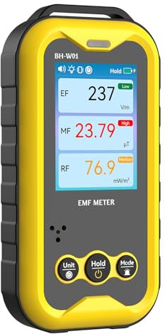 Bosean EMF Meter, 3-in-1 Portable Electromagnetic Field Radiation Detector, Electric Field, Radio Frequency Field, Magnetic Field, Rechargeable EMF Reader for Home, Office, and Ghost Hunting