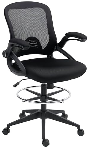 Vinsetto Drafting Chair with Arms for Standing Desk, Black