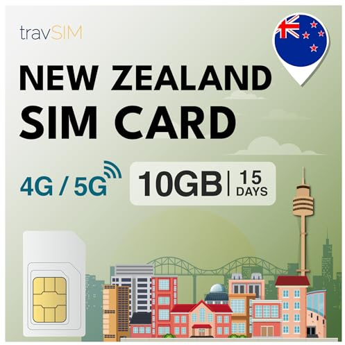 travSIM SIM-kort för Nya Zeeland | 15 dagar – 10 GB SIM-data | 5G/4G höghastighetsdata | obegränsad internetåtkomst för Google, Facebook, Whatsapp, Instagram med mera