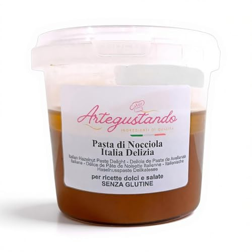 Artegustando-Pasta di Nocciola Italia 250 Gr “Delizia” – Senza Glutine, Cremosa – Per Dolci, Creme e Gelati (250g)