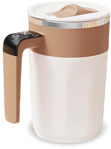 Elektrischer Automatischer Selbstrührung Kaffeebecher: 400ml Selbstrührender Tasse mit Temperaturanzeige, 316 Edelstahl Magnetische Tasse Mixerbeche, Thermobecher mit Henkel für Kaffee Protein Pulver