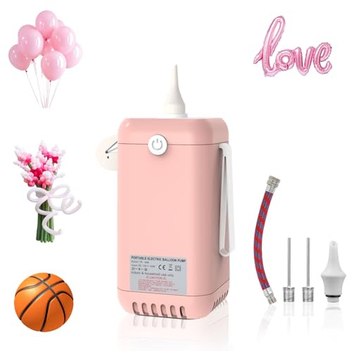PlusFive Bomba eléctrica para globos, bomba de aire eléctrica para globos largos, globos de aluminio, bolas deportivas, bomba portátil para inflables, bomba eléctrica para cumpleaños, boda