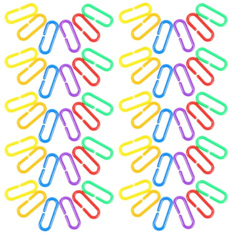 Gogogmee 360pcs Colorful Plastic Chain Links C-Clips Set for Kindergarten Early Education, Geometry Linking Rings Links for Sugar Glider Cage Accessories and Bird Swing Climbing Chain