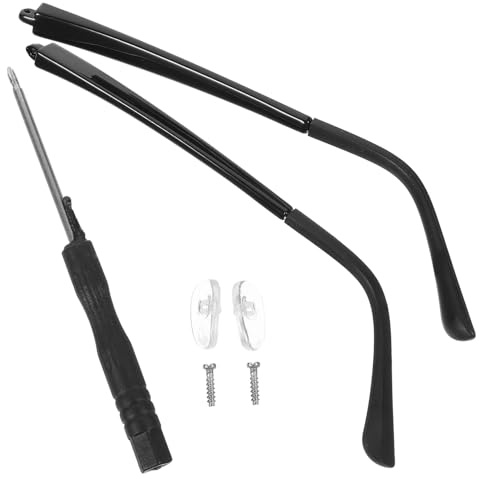 WRITWAA Set 1 Paio Aste Ricambio per Occhiali Gambe Supporto Occhiali in Metallo Nero Lucido Accessori Sostituzione Montatura per da Lettura e Sole