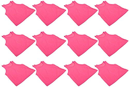 Generic Barn Fotboll Träning Träningsväst Slitstark Snabbtorkande för Löpning Sport, Fitness och Bodybuilding Fiber Polyester Rose Red 12st