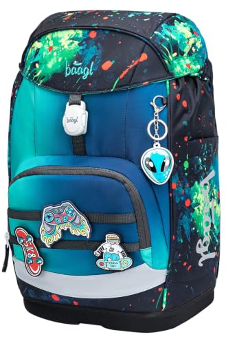 Baagl Airy Plus Schulrucksack, 25 l, Grow-System, ab 130 cm (Chill) | Isoliertes Snackfach; Magnetverschluss; Brust- und abnehmbarer Hüftgurt