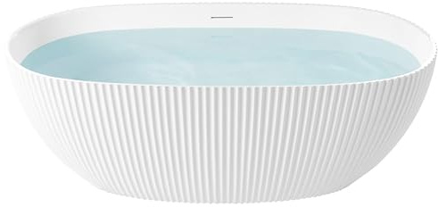 Stilvolle Acryl Badewanne oval freistehend weiß mit Überlauf 170 x 81 cm Jutai