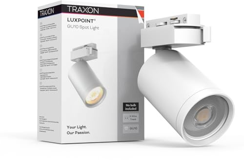 TRAXON LUXPOINT® Foco para Carril Monofásico GU10 Orientable – Spot para Riel 220-240V Iluminación Direccional Interior (Blanco Monofásico, 1 Unidad)
