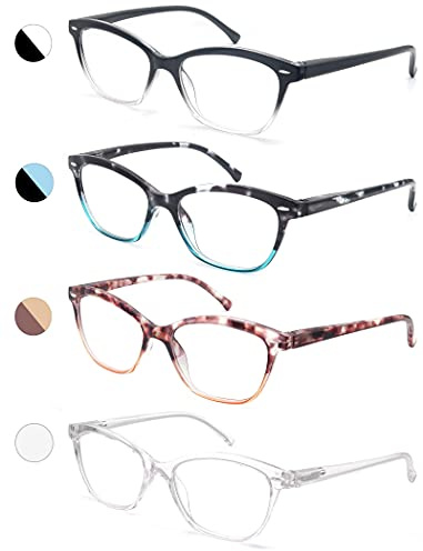 MODFANS Women Reading Glasses 2.0 4 Pair Stylish Ladies Readers with Comfort Spring Hinge Pattern Design Pouch Included