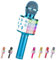 ShinePick Microfono Inalámbrico Karaoke, Micrófono Karaoke Bluetooth Portátil con Altavoz y LED para Niños Canta Partido Musica, Compatible con Android/iOS PC, AUX o Teléfono Inteligente (Azul)
