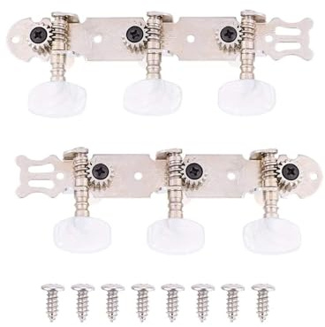 Bnineteenteam Classical Guitar String Tuning Peg 3L + 3R, Silver Guitar String Tuners Machine Heads Musical Instrument Accessories