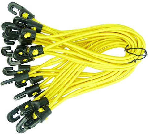 10 Stück Spannfix Planenspanner 18 cm, Ø 4 mm Gelb - Spanngummi Expander mit Haken (10 Stück, Gelb)