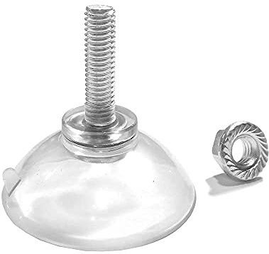 Starke Transparente Klares PVC M6 Verlängertes Gewinde Lange Schraube Saugnapf Haken Mit Mutter,Durchmesser 4,4 cm,Schraubenlänge 2,2 cm (6 PCS, L-M6-D44-LOCK NUT)