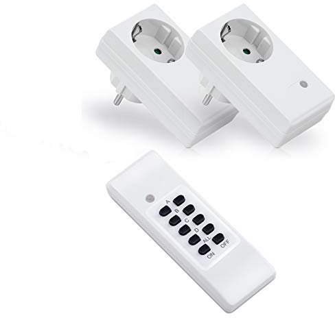 Set di prese radiocomandate conecto®: 2x prese radiocomandate e 1x telecomando, 1100 Watt, bianco