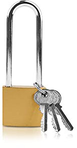 Lamondre Vorhängeschloss 38mm mit Langer Bügel, Schlösser mit schlüssel Robustes Vorhängeschloss mit 3 Stück Schlüssel, Langer Bügelstärke 5.8mm für Spind, Schuppen, Garagen, Zäune, Garten