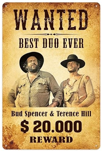 Blechwarenfabrik Braunschweig Bud Spencer und Terence Hill Wanted Best Duo Ever 3D-Dekoschild aus Blech Mehrfarbig, Maße: 20cm x 30cm, 300/T012