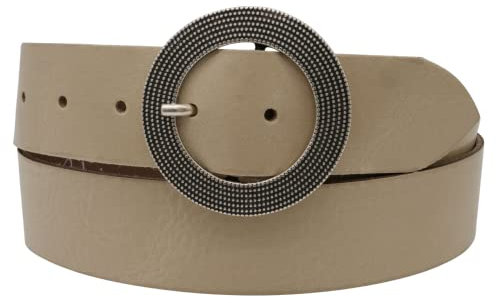 AnnaMatoni Damen Leder Gürtel Vollleder Runde Schließe in Rindleder 4cm breit ECHT LEDER (90, beige)
