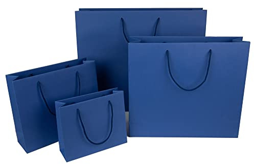 10 x PresentFill® Papiertragetaschen Geschenktaschen Saphir Blau 32 x 10 x 27,5 cm mit Kordel aus umweltfreundlichen 100% Recycling Kraftpapier - Made in Germany