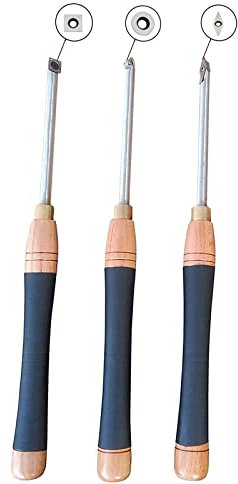 Drehmeißel Set Drechseleisen Drechselwerkzeuge Drehmaschinen 3-Teiliges Set Hartmetall Diamantform/Runde/Vierkantschneider Drechselbeitel Drechselmesser Drechselzubehör Drechselwerkzeug