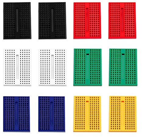 VooGenzek 12 PCS SYB-170 Solderless Prototype Kit, 170 Tie Points Mini Breadboard Kit, for Arduino and Raspberry PI Projects (6 Different Color with Double Sided Tape)