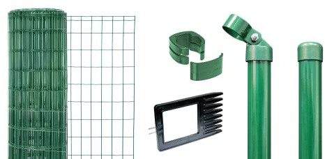 Alberts 668990 Fix-Clip Pro als Zaun-Komplettset, zum Einbetonieren | verschiedene Längen und Höhen | grün | Höhe 153 cm | Länge 50 m