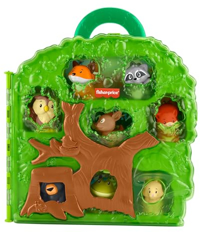 Fisher-Price Little People Estuche portátil Amigos del Bosque Conjunto de Juego con Figuras de Animales para Juego de imitación, Juguete para niños y niñas pequeños a Partir de 1 año, HWB29