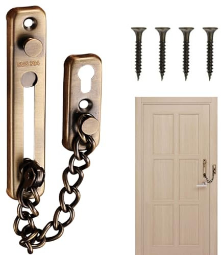 Catena antifurto in acciaio inossidabile 304 per hotel, appartamenti, porta della camera, serratura di sicurezza antifurto, fibbia, serratura a catena, serratura antifurto (bronzo)