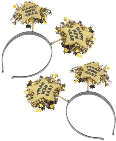 SOESFOUFU 2stücke Neujahrs-haarband Mit Stern Und Buchstaben-design Stirnband Für Foto-requisiten Haar-accessoires Mode-stirnband Für Erwachsene