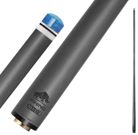RHINO - 76.2 cm / Q-loc Joint Carbon Pool Queue Single Shaft Tip 10.5mm Low Deflection Technology Ultra-Smooth, Easy to Control, Pro Taper