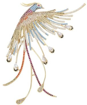 KituT Goldene Phönix-Brosche für Damen, Kristall-Blumen-Broschen, Anstecknadel, Strass-Blumen-Anstecknadel, Valentinstag, Muttertag, Geschenk für Ehefrau, Mutter