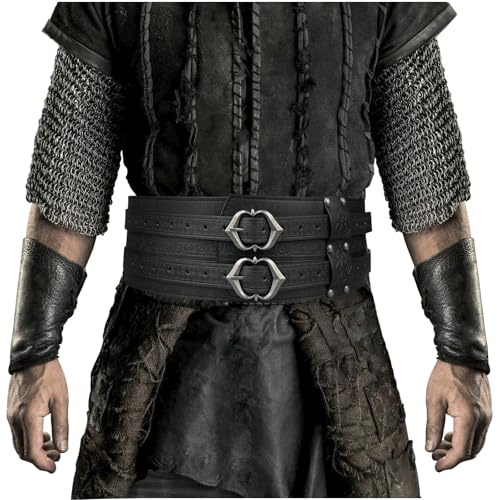 HiiFeuer Wikinger breiter Gürtel, mittelalterlicher Kunstleder Rüstungsgürtel Ritter Korsett Gürtel, LARP Halloween Kostüm