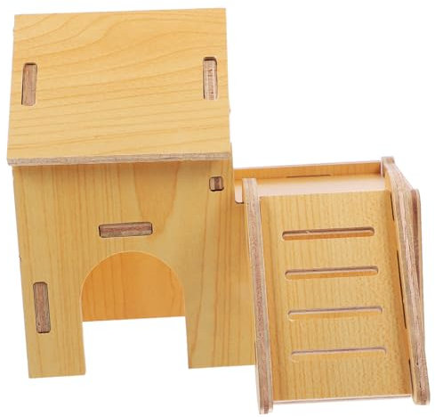 BESPORTBLE Hamsterhaus Aus Holz Mit Rampe Kleintierversteck Als Spielplatz Naturholz Für Hamsterkäfig Rattenversteck Zum Ausruhen Und Schlafen