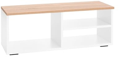 MyosHome - Mueble TV Blanco y Roble, Mesa TV Moderna para Salón - 90x30x35 cm | Estilo Moderno, Ideal para Decoración del Salón - Mueble TV Blanco pequeño. ONA