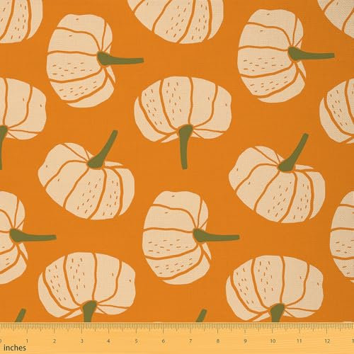 Loussiesd Herbst Kürbis Stoff 276x150cm Kinder Orange Pumkin Patchwork Stoffe Kinder Ultra Weiche Karikatur Nette Polsterung Dekostoff für Stühle Herbst Druck Reupholstery Dekostoff Zimmer Dekor