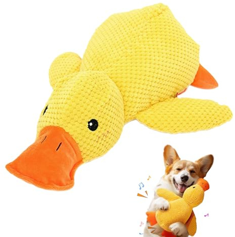 SNONESIY Anti Stress Ente Hund Pfotenstern Anti Stress Ente Hundespielzeug Antistressente für Hunde Quietschendes, Interaktives Kauspielzeug für Kleine Hunde Und Welpen 19 * 25CM(Gelb)