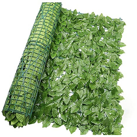 Valla de hiedra artificial, pantalla de privacidad, enrejado verde, decoración de pared, hoja de hiedra resistente, decoración de jardín, fiesta, boda (verde claro, valla de lóbulo verde #64)