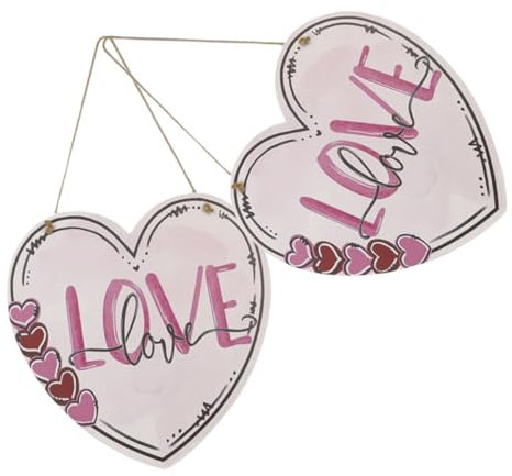 CAXUSD 2er Satz Herz Holz Türschild Zum Aufhängen Für Valentinstag Wand Deko Holzherzen Zum Valentinstag