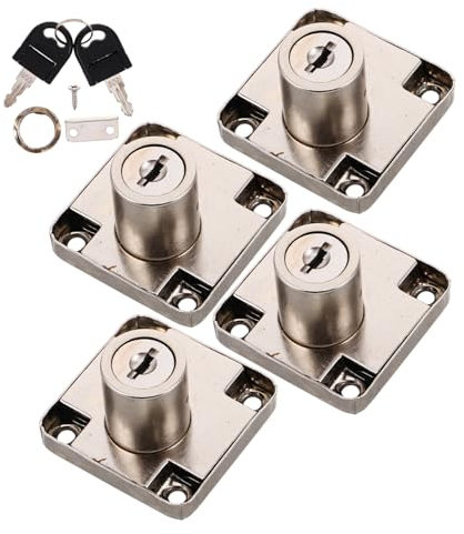 TOBBOMEY 4 Sets Office Desk Drawer Lock Keyed Zinc Alloy Security Locks for Cabinet Door Kitchen Home Office