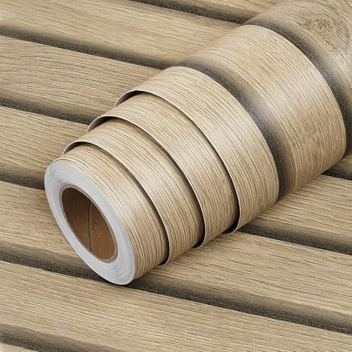 LACHEERY Carta da Parati Effetto Legno Marrone a Righe 3D 60cm x 400cm Carta Adesiva per Mobili Legno Tappezzeria Adesiva Muro per Camera da Letto Cucina Soggiorno Porte Adesivo Muro Decorativo Bagno