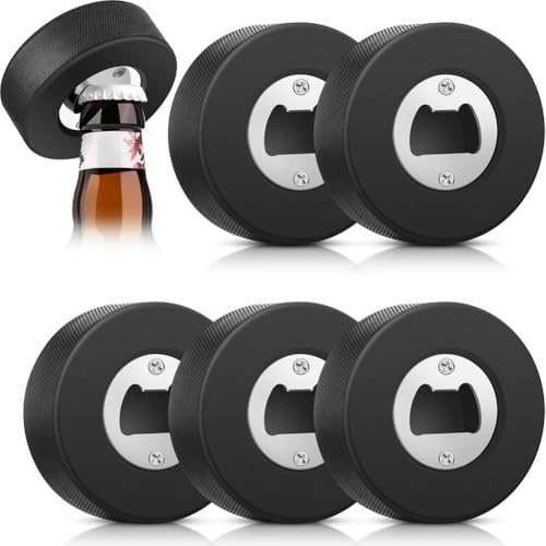 Suoumwa 6 Stück Eishockey-Puck-Flaschenöffner, Bierflaschenöffner Aus Edelstahl, Hockey-Geschenke für Männer, Flaschenöffner