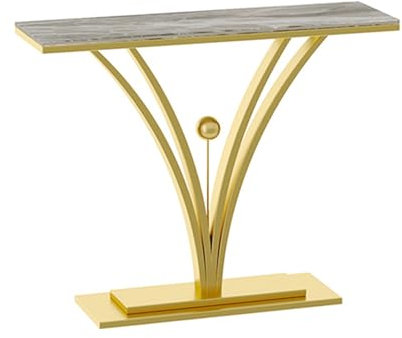 Mesas consola de sofá, mesa decorativa, mesa de entrada, mesa consola contemporánea, mesa auxiliar estrecha, para salón, pasillo, chimenea, entrada (dorado B, 120 cm)