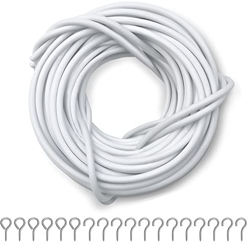 Dikots Netzvorhangdraht und Haken-Set – 30 m Vorhangdraht-Set enthält 55 Ösen und 55 Haken – ein Mehrzweckdraht
