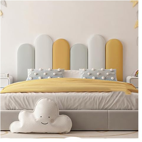 KUANGGE Panneaux muraux rembourrés, tête de lit Souple pour Protection Enfant, Protection Anti-Collision, Coussin Mural Autocollant 3D pour Chambre à Coucher (Couleur : C-5 cm, Taille : 55 x 200 cm)