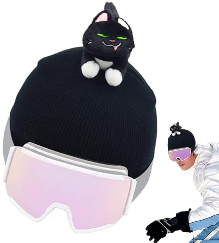 Cubierta de casco de esquí para adultos, cubierta de casco de esquí animal, manta lavable linda con diseño de gato - Snow Sport Supplies para Les, Familia, Amigos y Hogar
